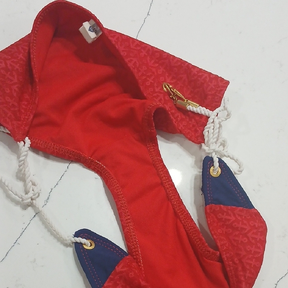 Sperry Red and Blue Bikini with Rope Accents Sz Medium Gentle Used Top Has Pads - Picture 3 of 4